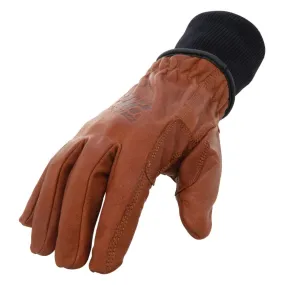 212 Performance TKLDC3-0812 Fleece Lined ANSI A3 Cut Resistant Buffalo Leather Driver Winter Work Glove with Rib Knit Cuff in Ru