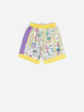 80s Retro Yellow Beach Shorts - for 7-8 Year Olds