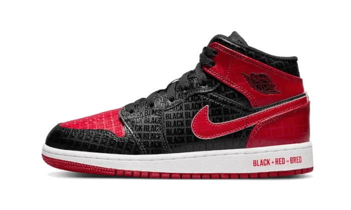 Air Jordan 1 Mid Bred Text - Nike Sneaker Collaboration