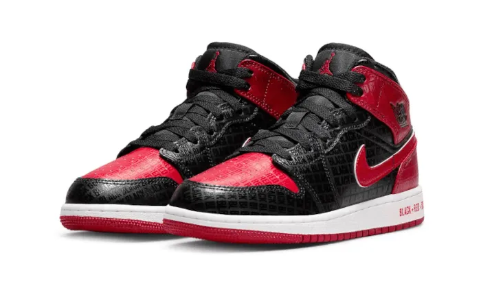 Air Jordan 1 Mid Bred Text - Nike Sneaker Collaboration