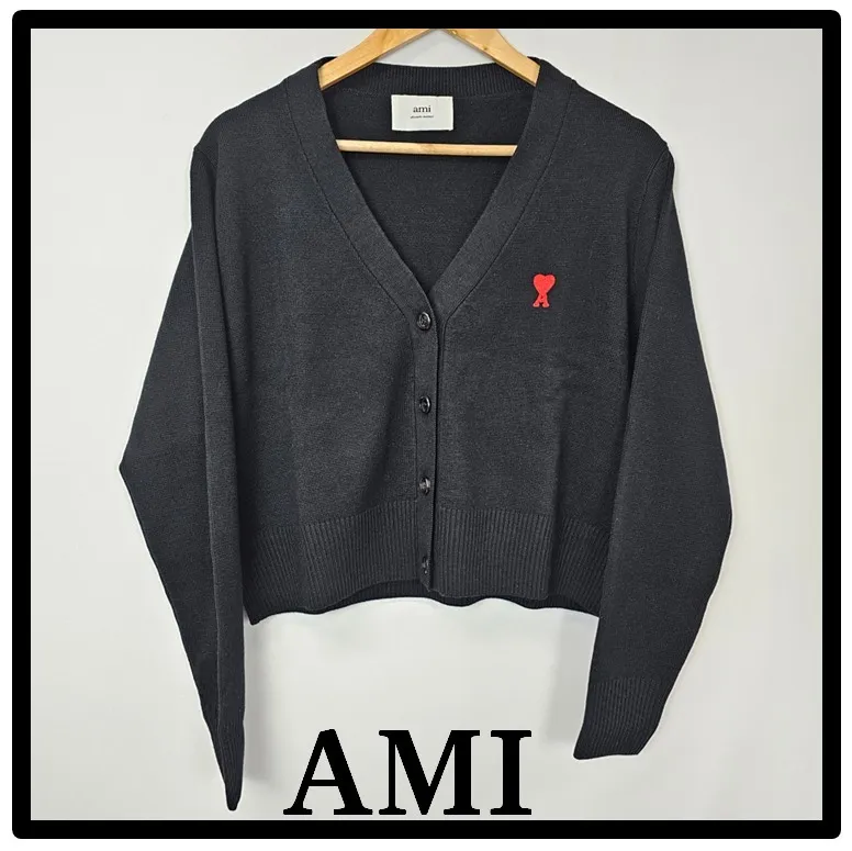 AMI PARIS Casual Style Unisex Logo Cardigans for Street Wear