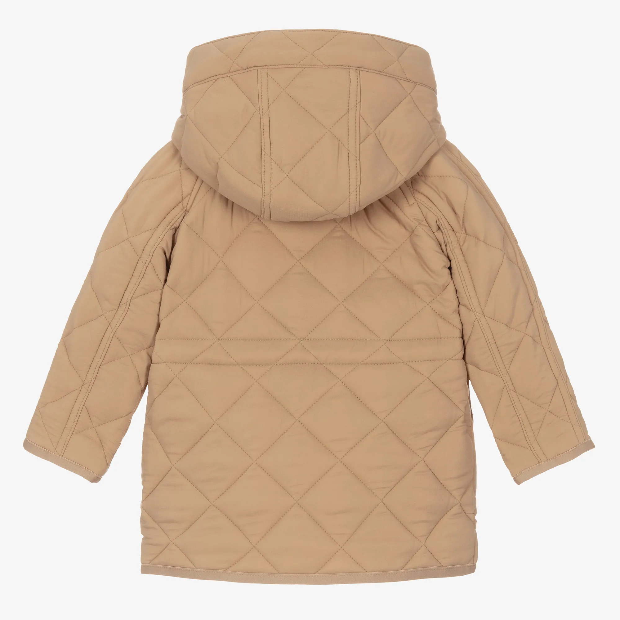 Baby Boys Dark Beige Diamond Quilted Coat