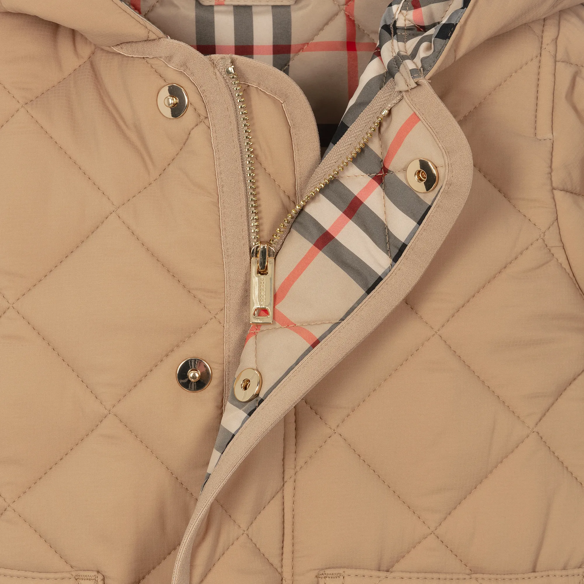 Baby Boys Dark Beige Diamond Quilted Coat