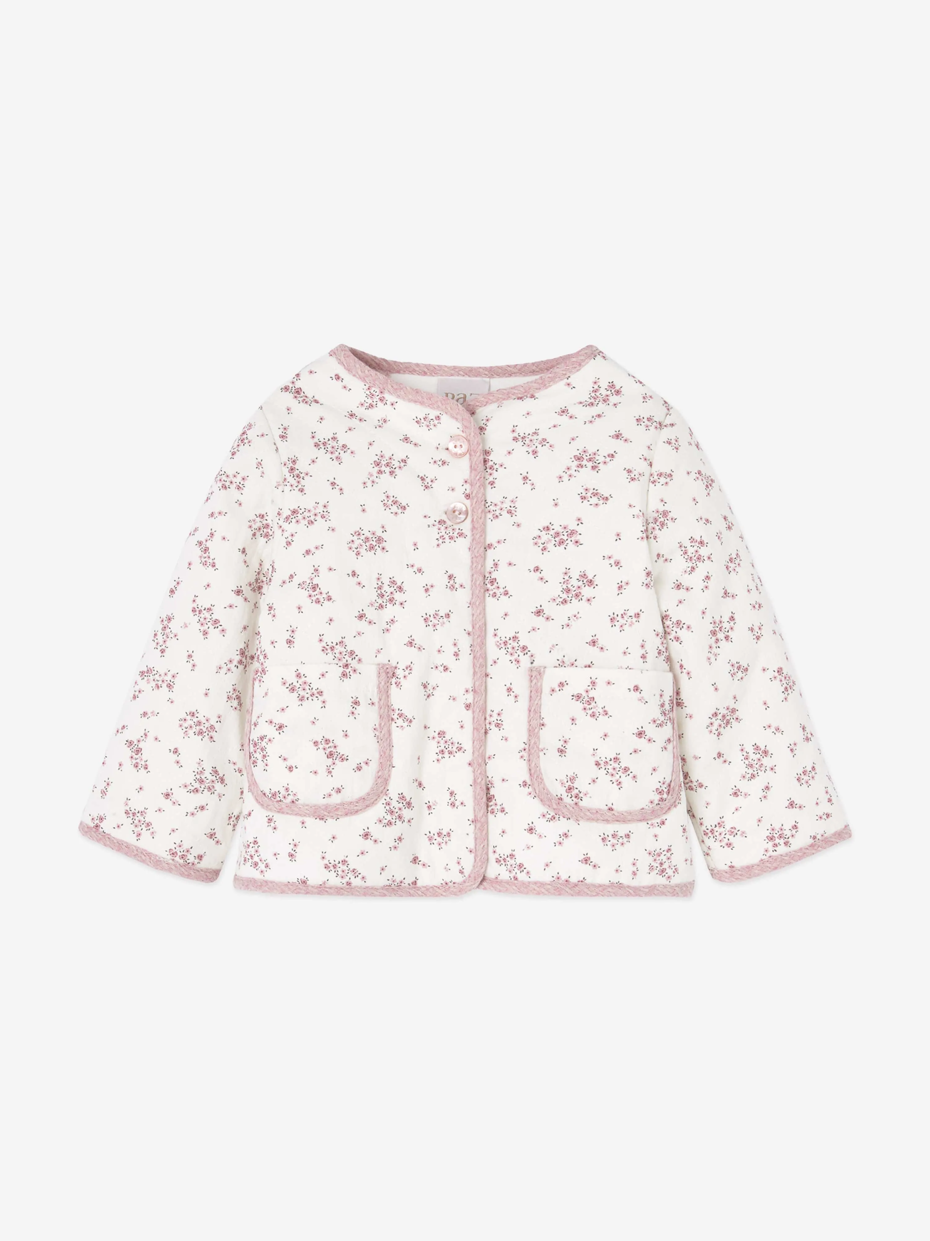 White Floral Baby Girls Jacket