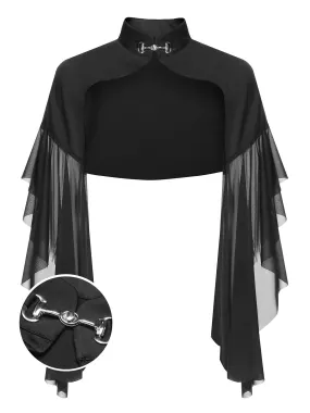 Black Halloween Patchwork Sheer Coat