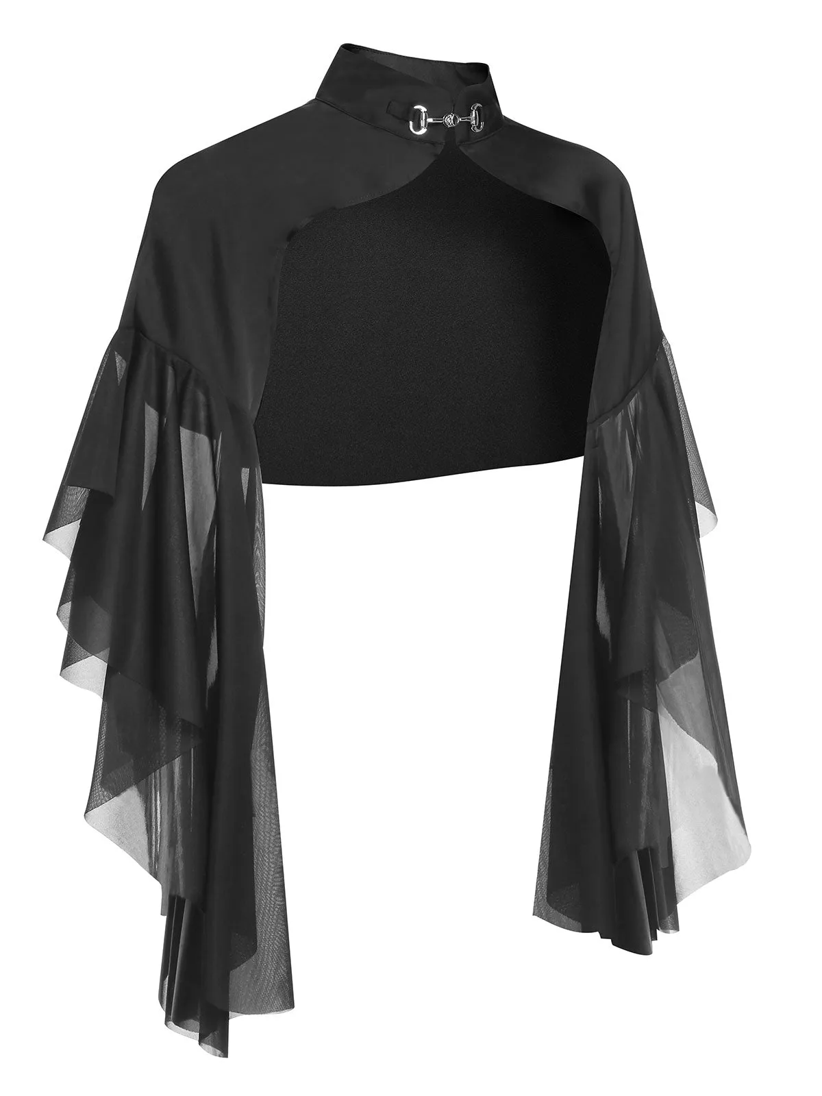 Black Halloween Patchwork Sheer Coat