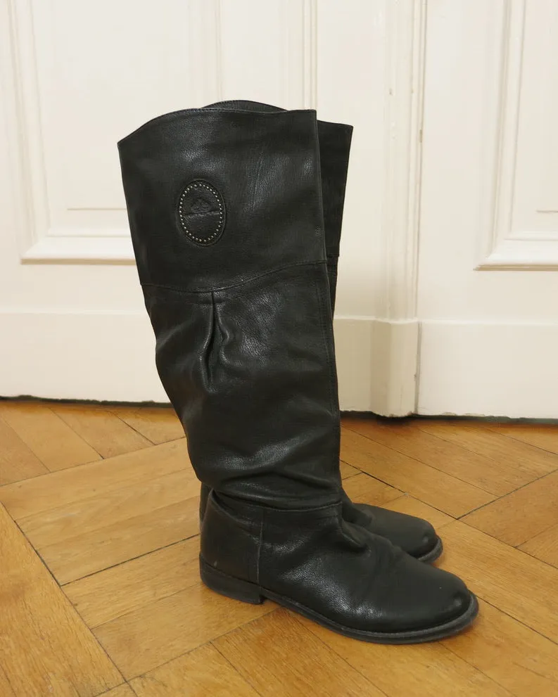 Black leather equestrian boots