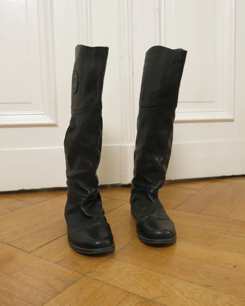 Black leather equestrian boots