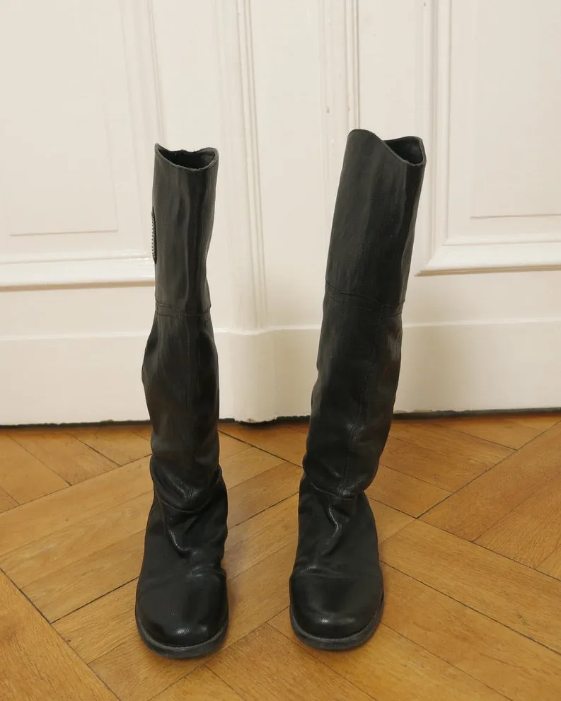 Black leather equestrian boots