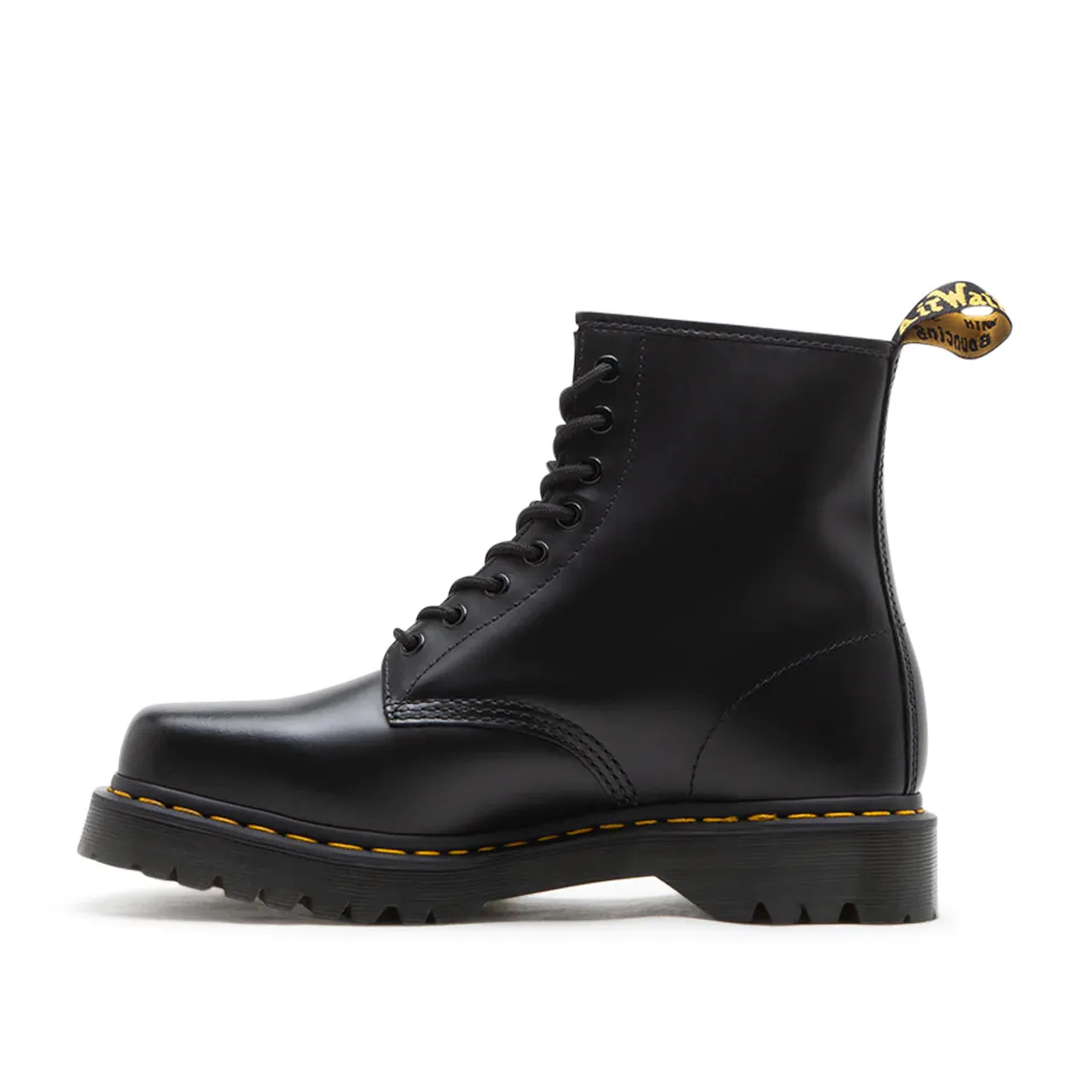 Black Leather Lace Up Boots with Squared Toe