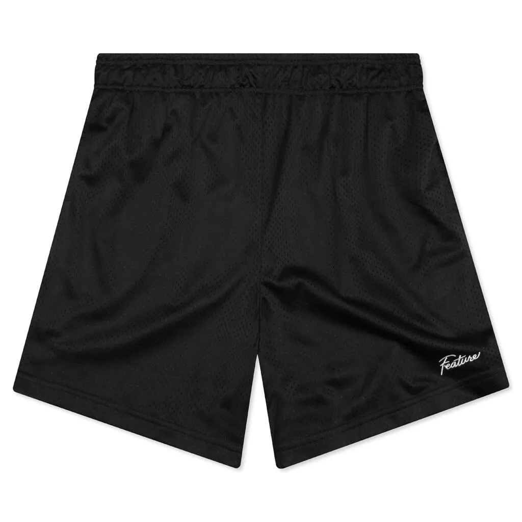 Black Mesh Sports Shorts for Men