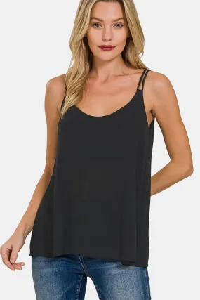 Black V-Neck Cami with Double Spaghetti Straps