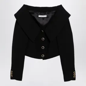 Black Wool Off Shoulder Jacket