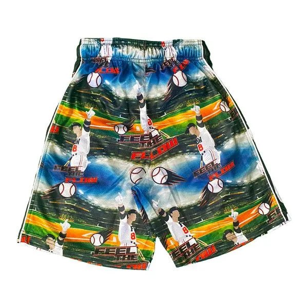 Boys Baseball Shorts with Flowing Design