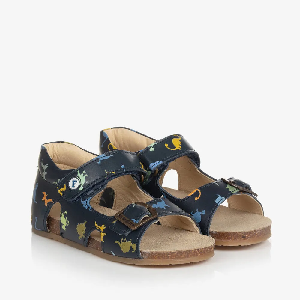 Boys Navy Blue Dinosaur Sandals