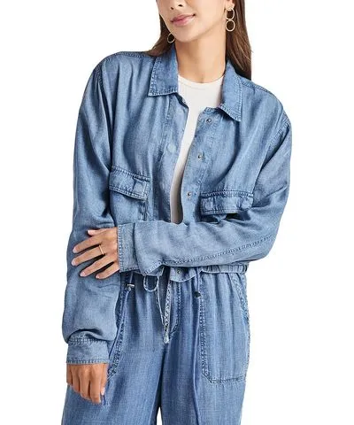 Breck Womens Chambray Long Sleeves Utility Jacket