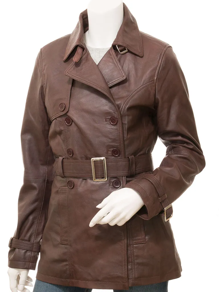 Brown Leather Trench Coat for Women by Columbia