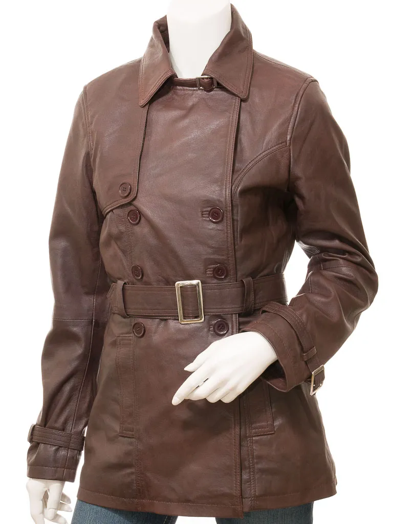 Brown Leather Trench Coat for Women by Columbia