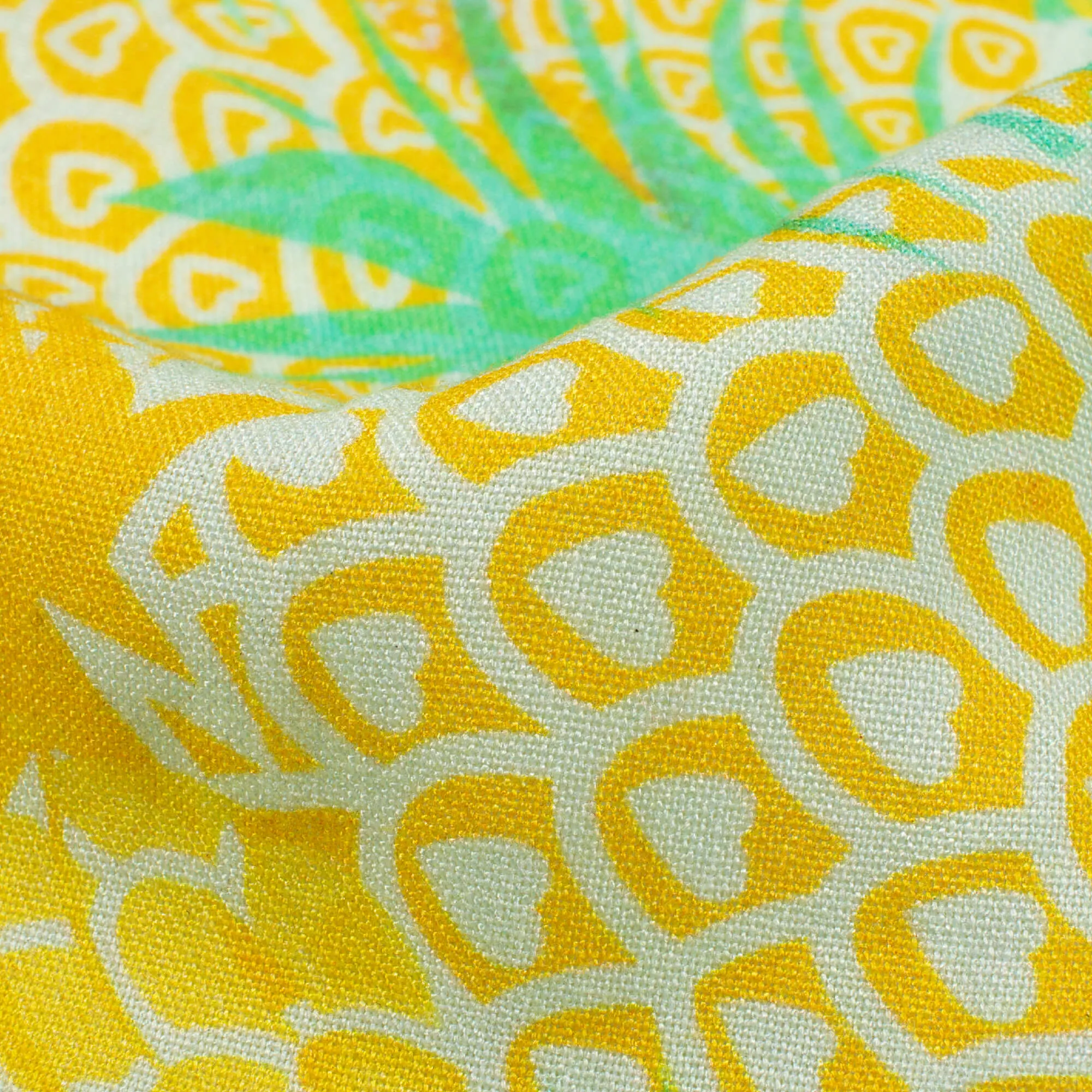 Bumblebee Yellow and Persian Green Digital Print Viscose Rayon Fabric - 58 Width