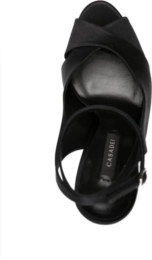 Casadei Flora Jolly 140mm Satin Sandals in Black