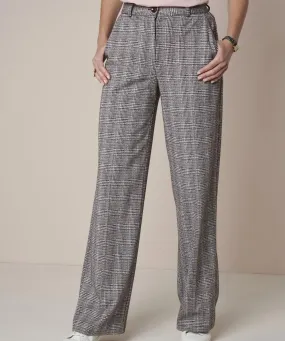 Check Print Wide-leg Trousers