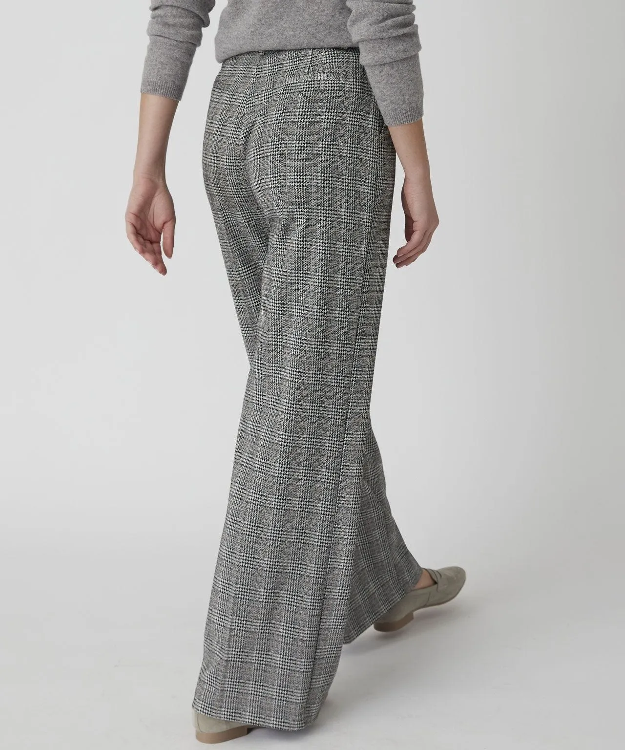 Check Print Wide-leg Trousers