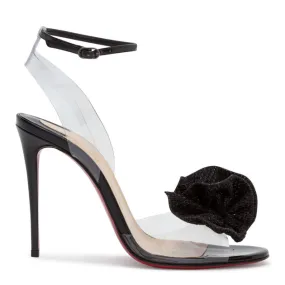 Christian Louboutin Fossiliza 100 Black Patent Transparent Sandals