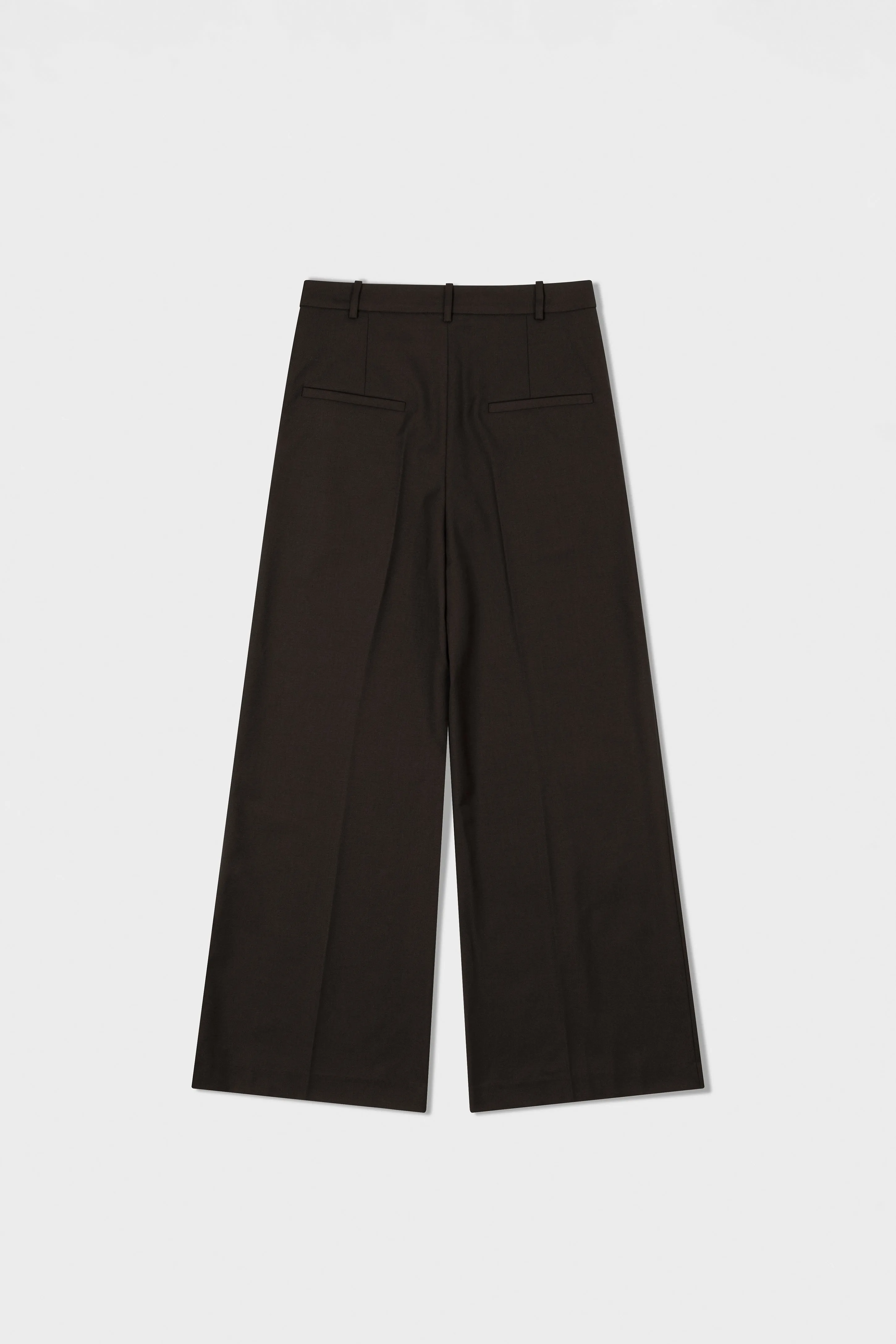 Classic Brown Wool Wide-Leg Trousers