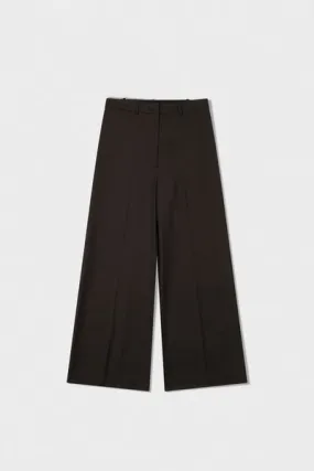 Classic Brown Wool Wide-Leg Trousers