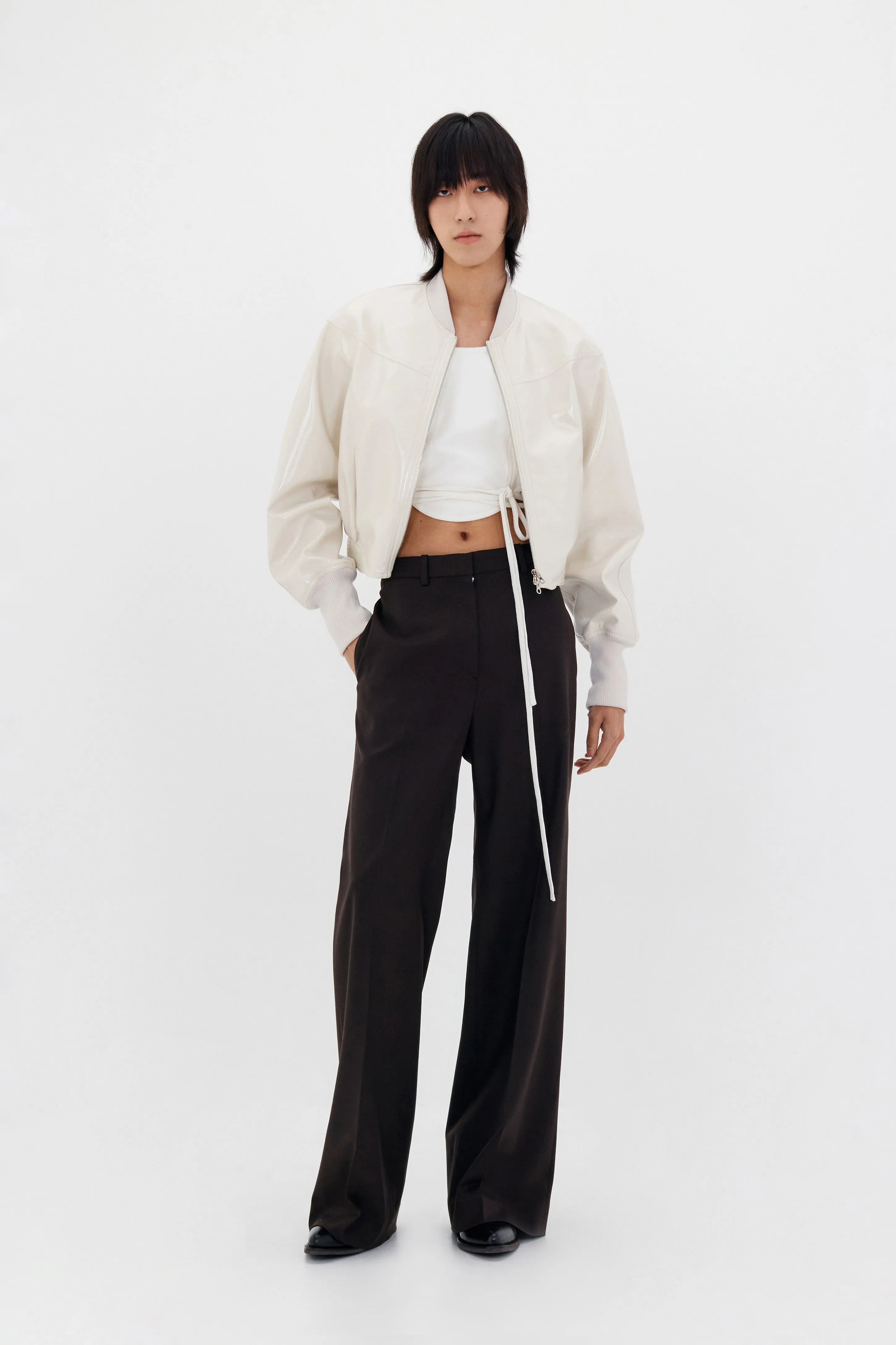 Classic Brown Wool Wide-Leg Trousers