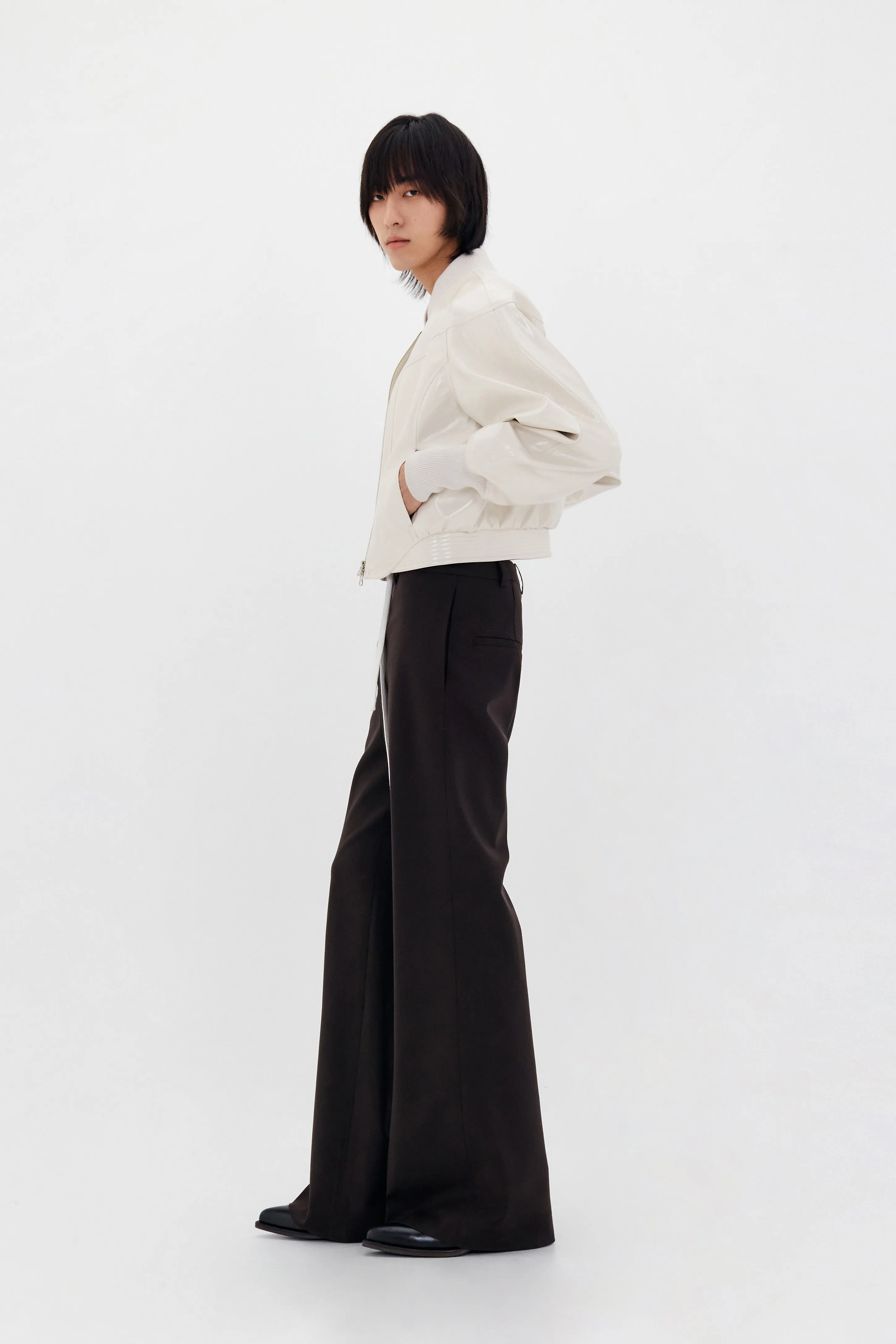 Classic Brown Wool Wide-Leg Trousers