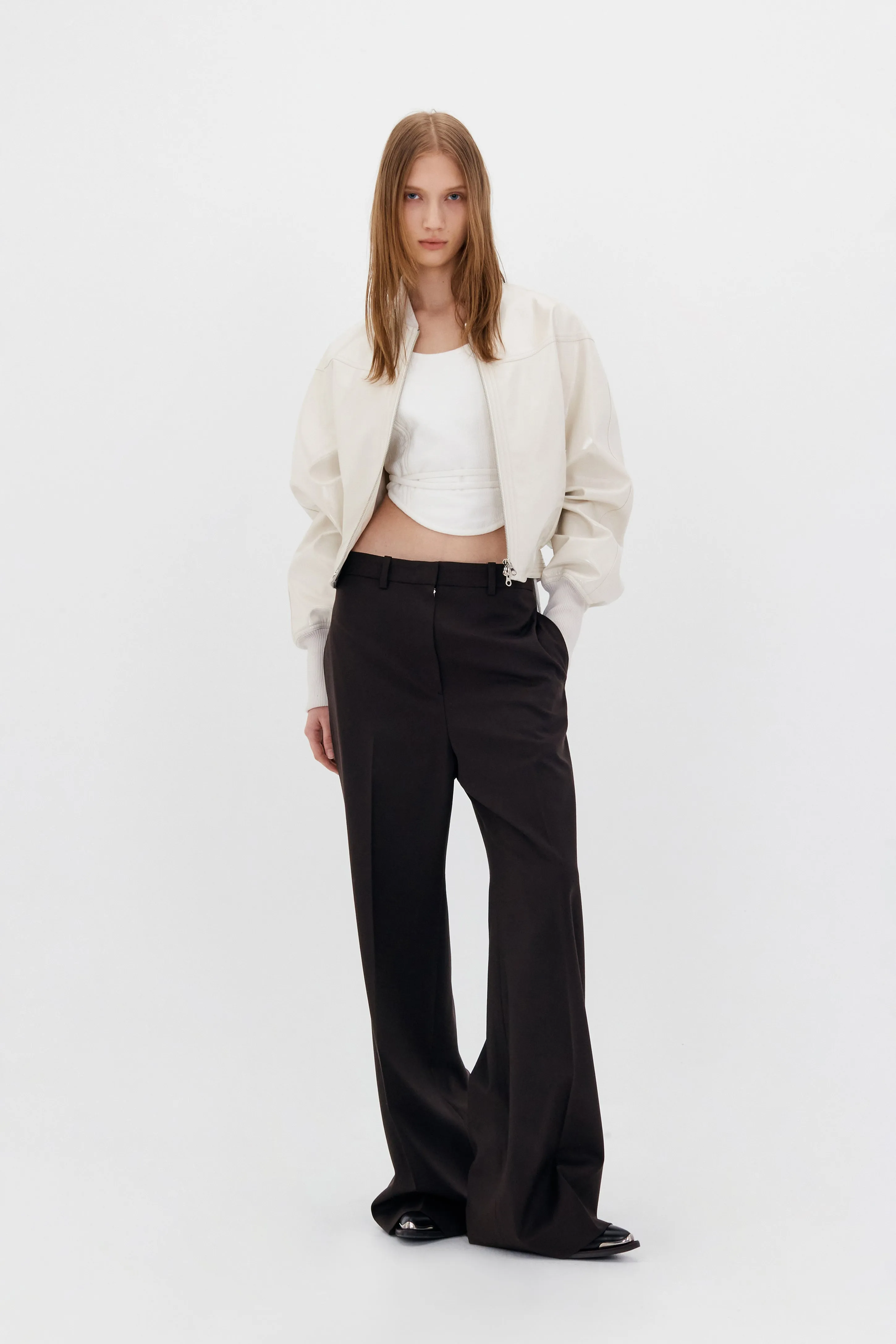 Classic Brown Wool Wide-Leg Trousers