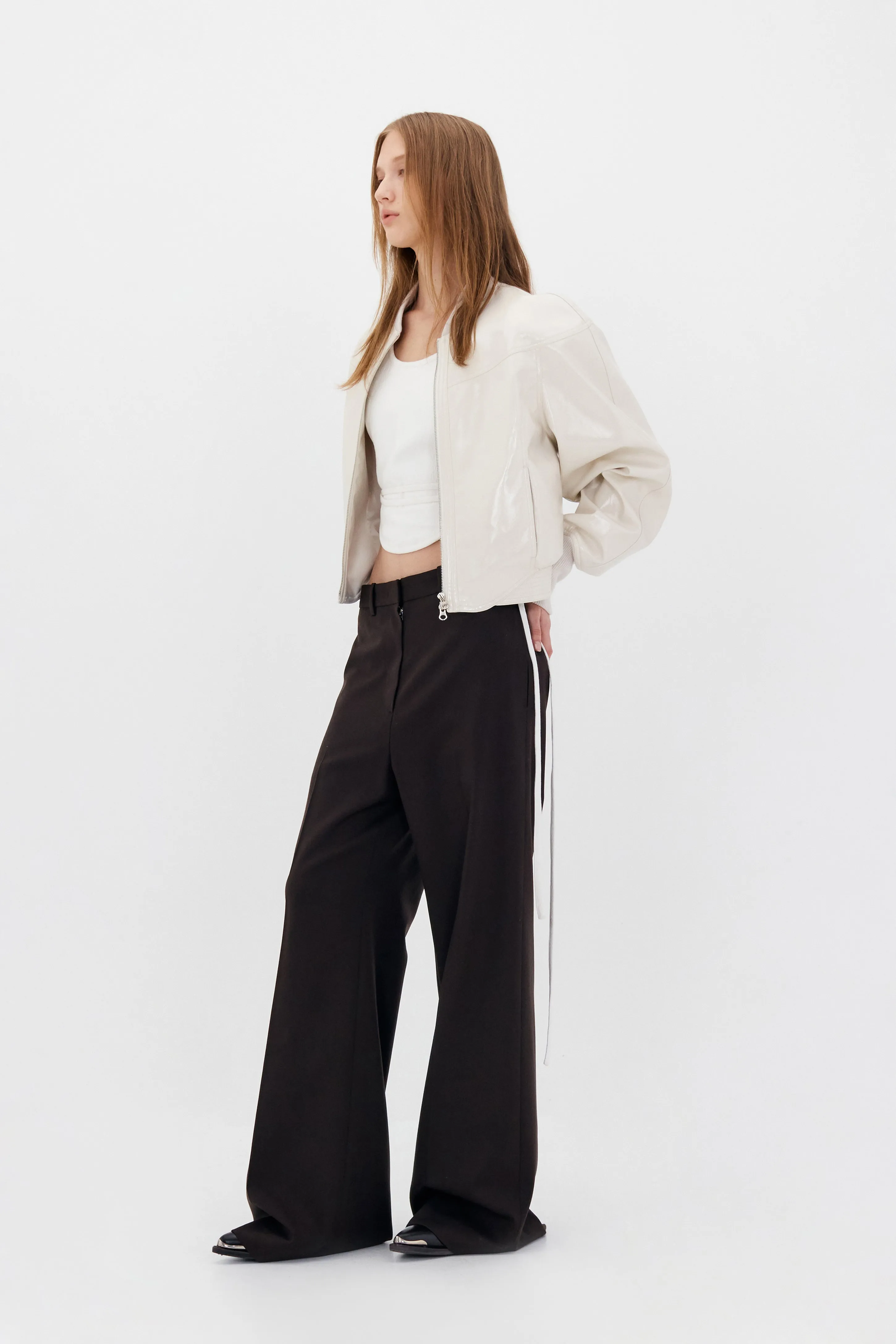 Classic Brown Wool Wide-Leg Trousers