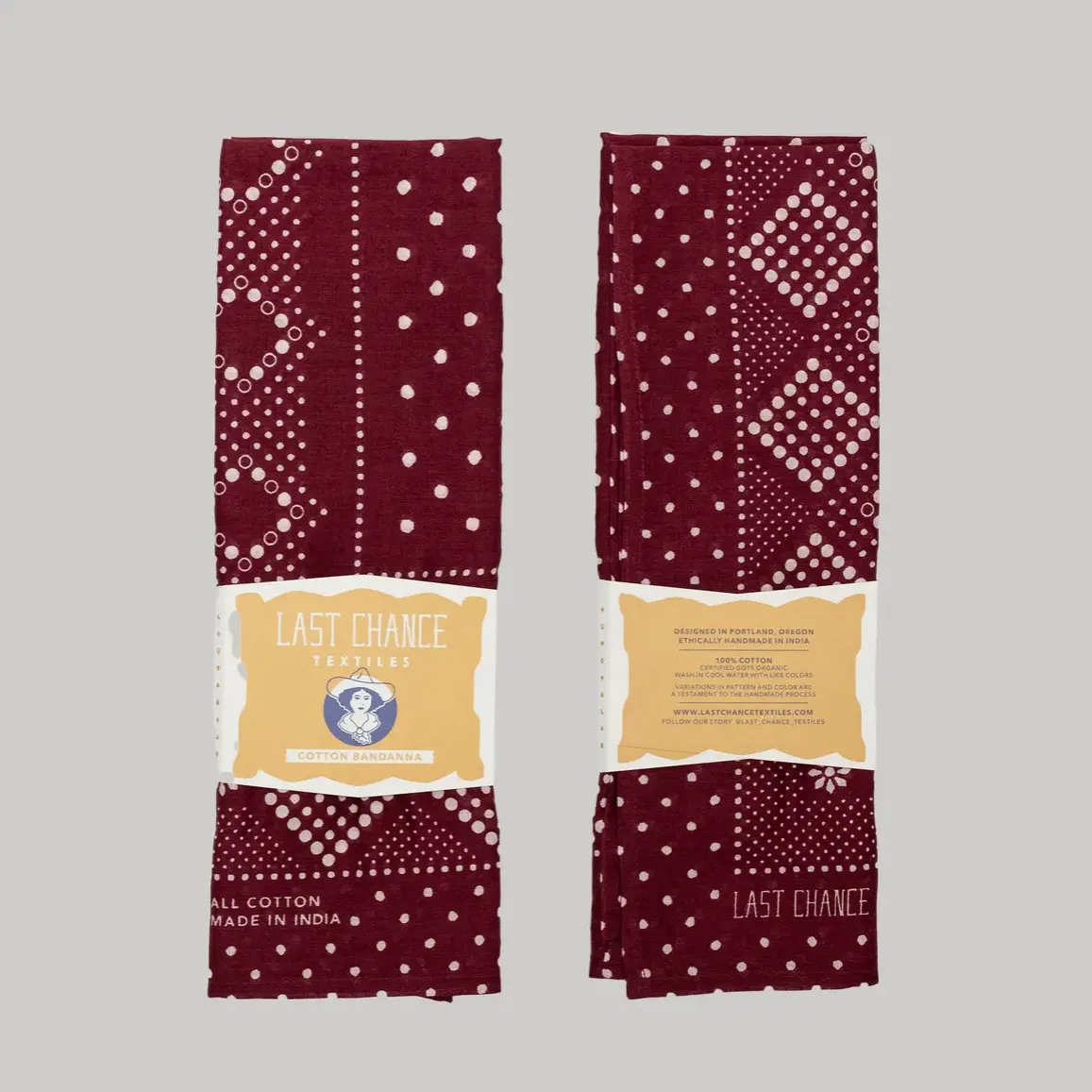 Cotton Bandana with Daisy Print in Sangria Color