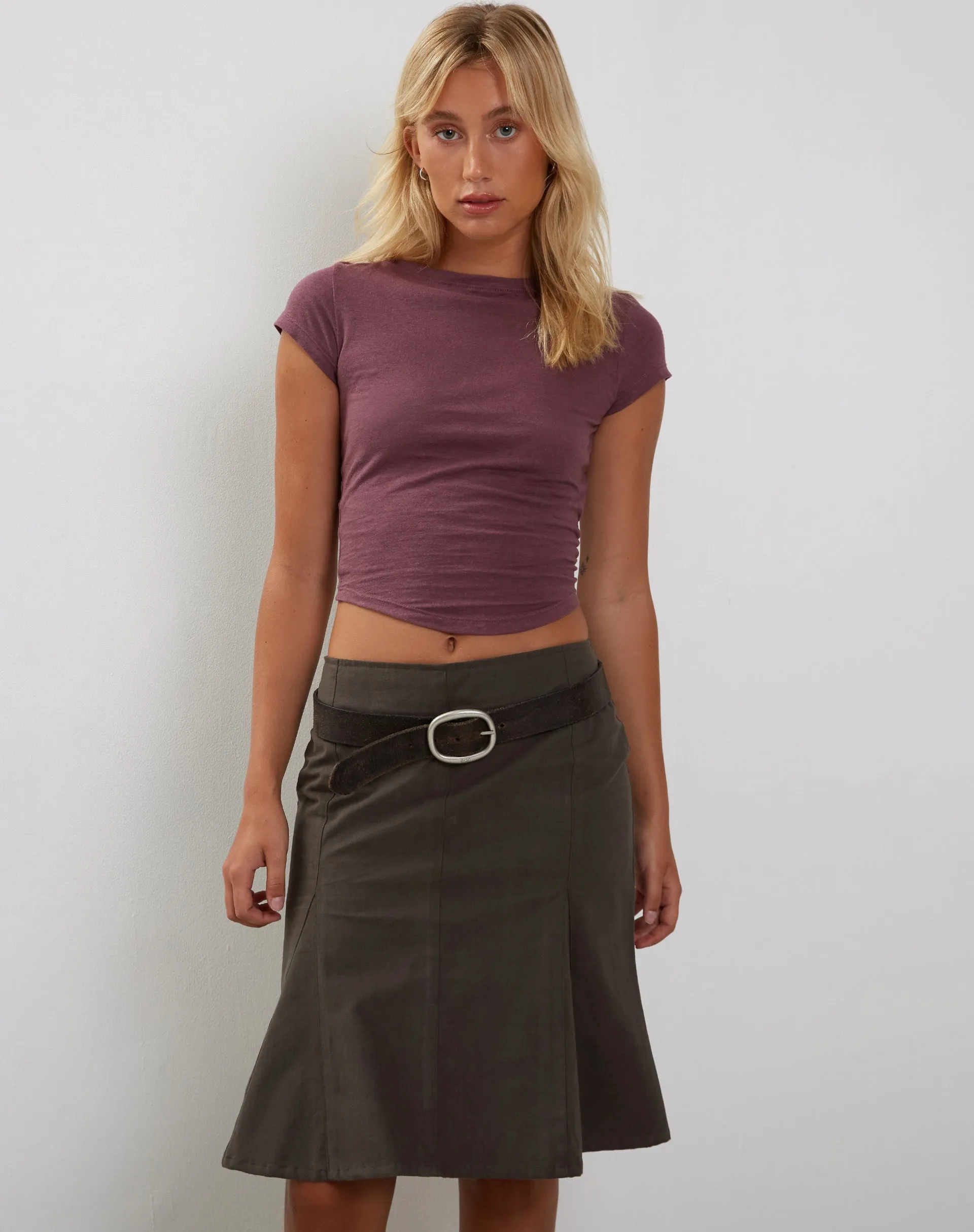 Cotton Hemp Mauve Jojes Shirt with Dipped Hem