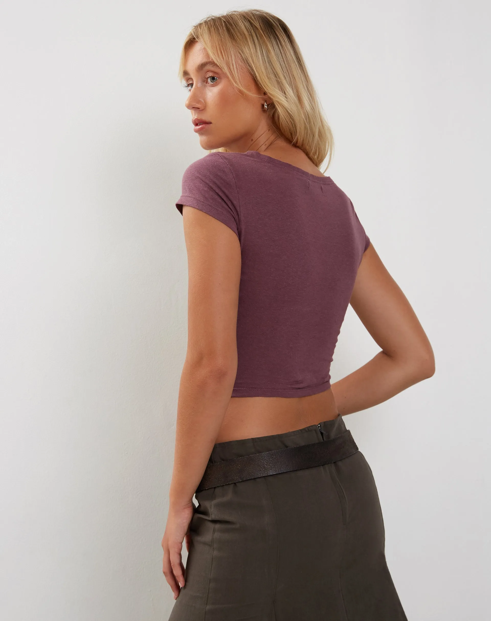 Cotton Hemp Mauve Jojes Shirt with Dipped Hem