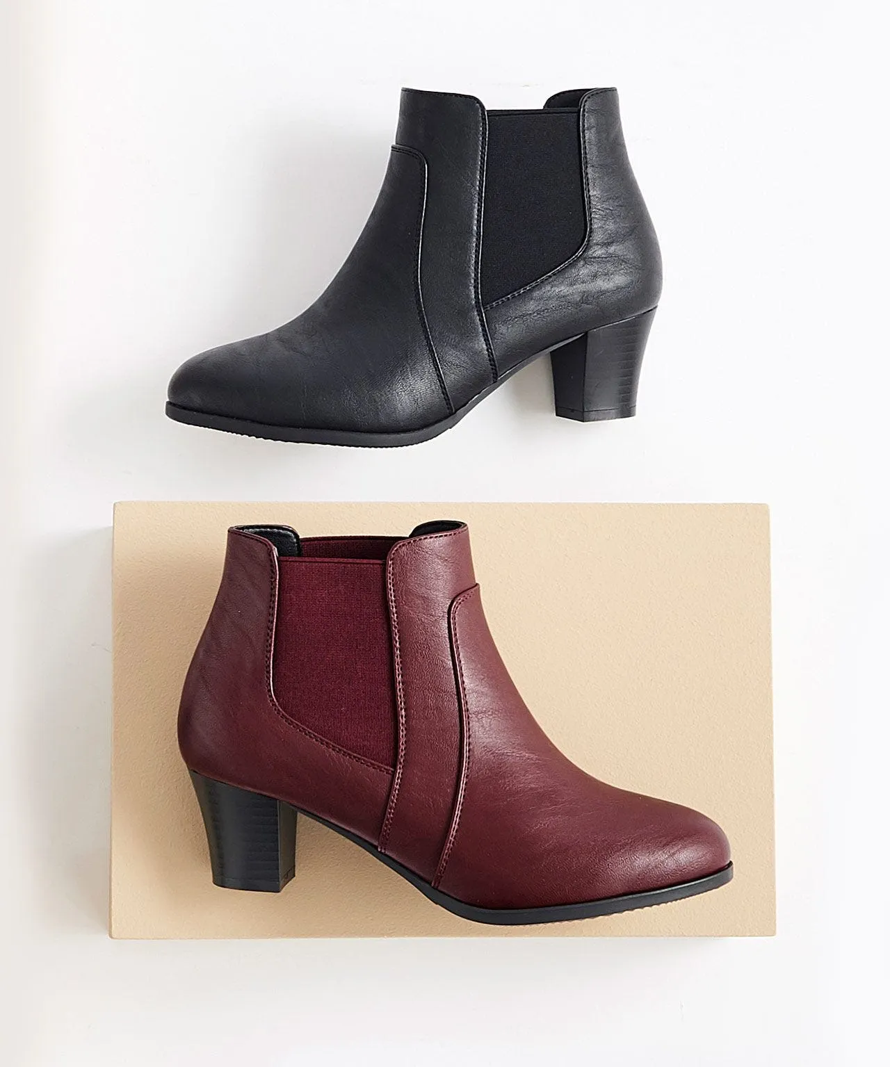 Heeled Cushion-Walk Ankle Boots for All-Day Comfort