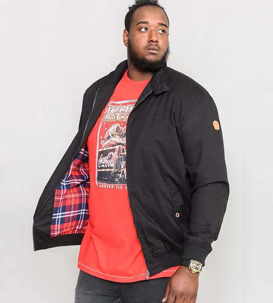 Big and Tall Black Cotton Harrington Jacket by D555 (WINDSOR BLACK)