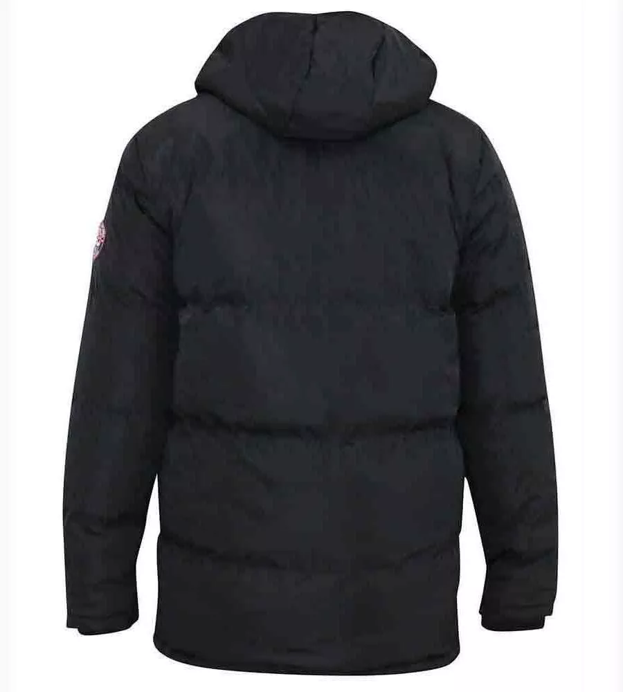 Big Mens Black Quilted Parka Jacket With Zip Off Hood (CLAYDON) by D555