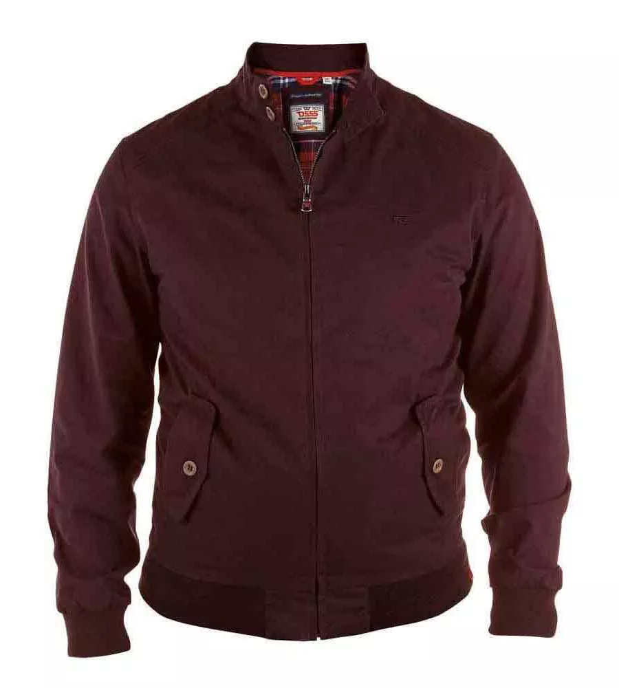 Big and Tall Burgundy Cotton Harrington Jacket by D555 (WINDSOR BURGUNDY)