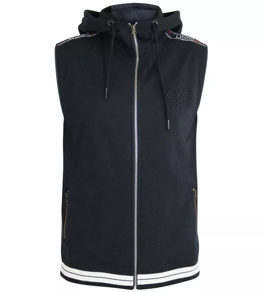 D555 Big Men's Couture Sleeveless Hoody with Taping Detail in CHEMUNG 1