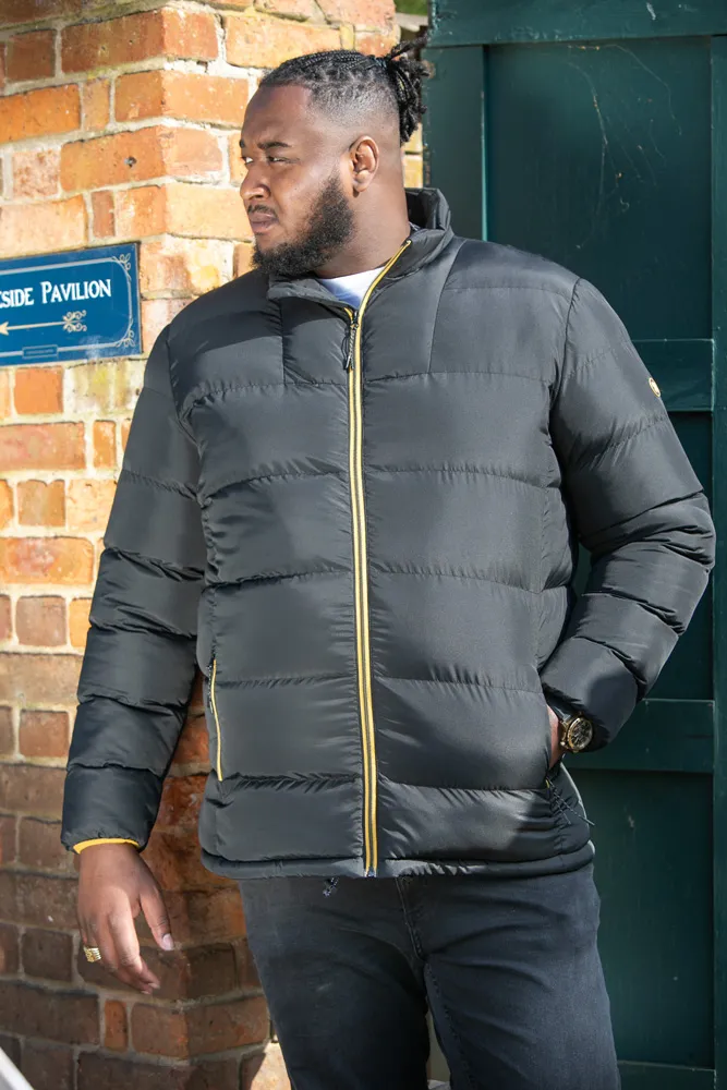 Big Mens Puffer Jacket With Binding On Cuffs And Embroidery Badge (CRISTIANO) by D555