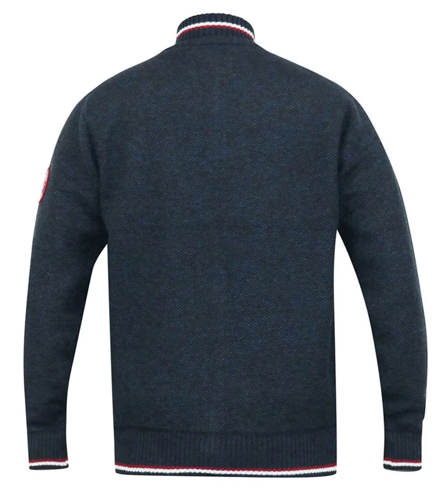 D555 Tall Mens Navy Knitted Zip Through Sweater with Lining ABERDARE 1