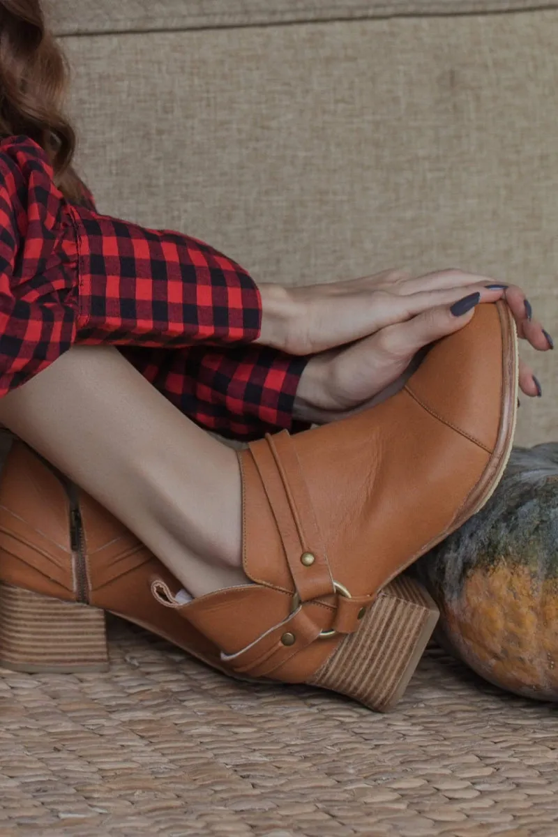 Dark Tan Dasha Low Ankle Booties