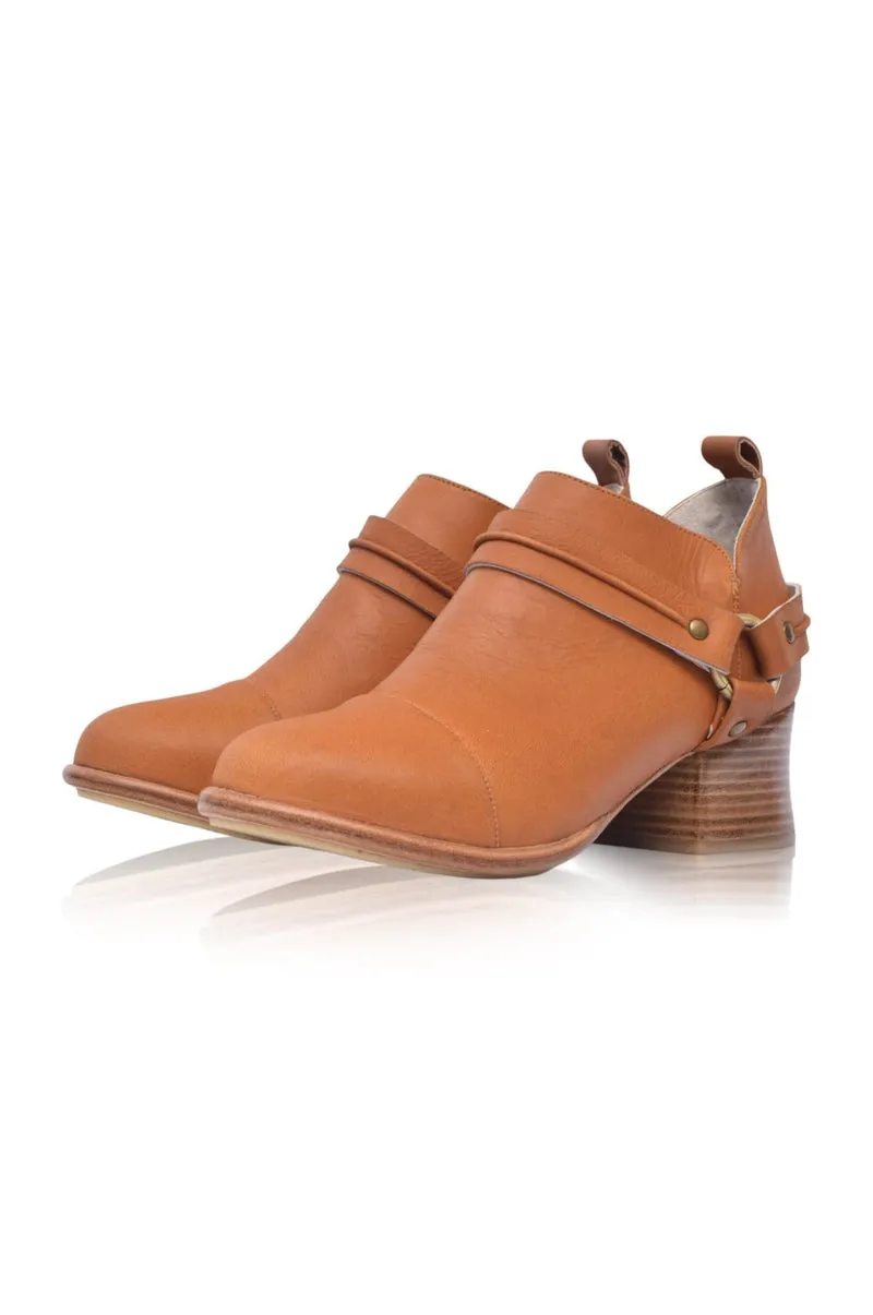 Dark Tan Dasha Low Ankle Booties