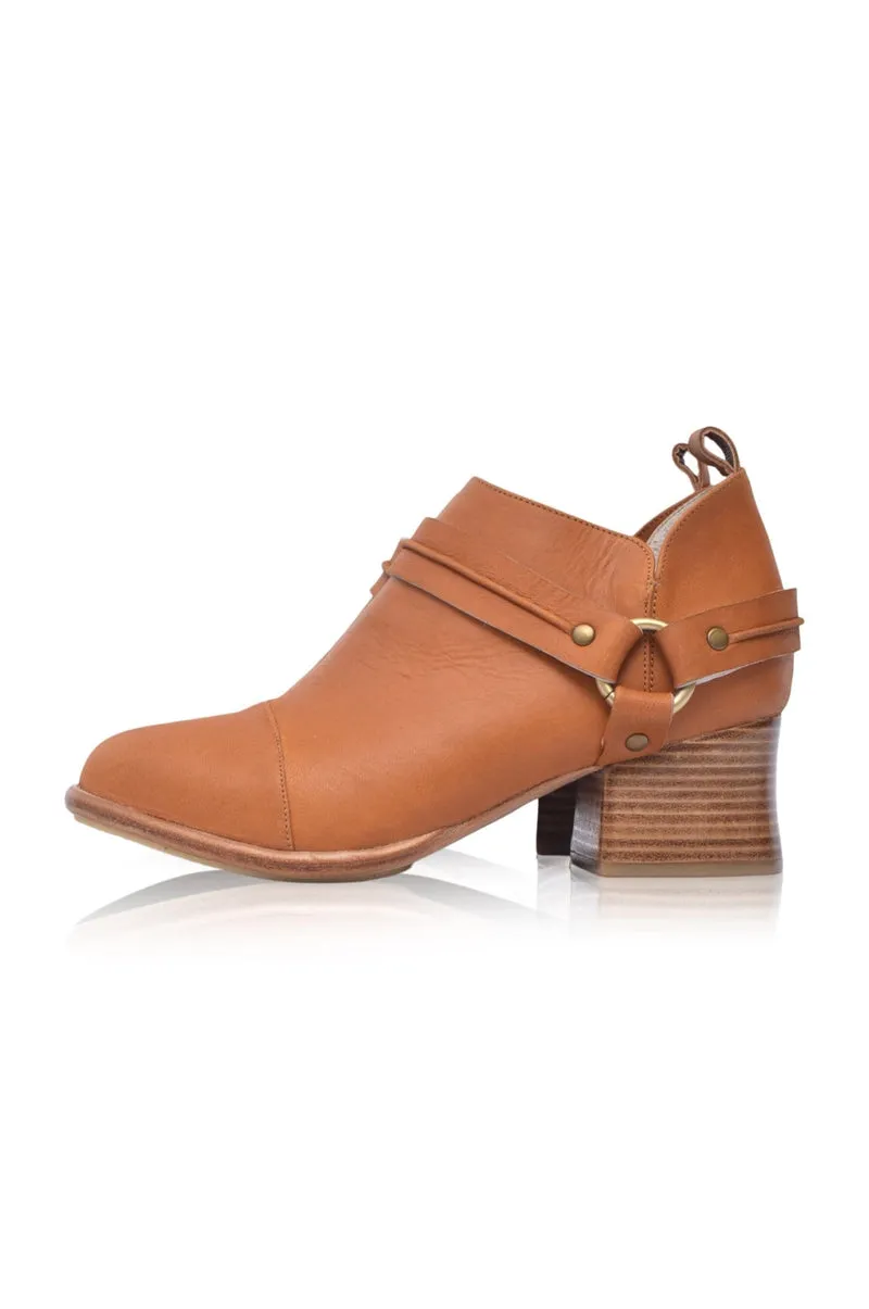 Dark Tan Dasha Low Ankle Booties