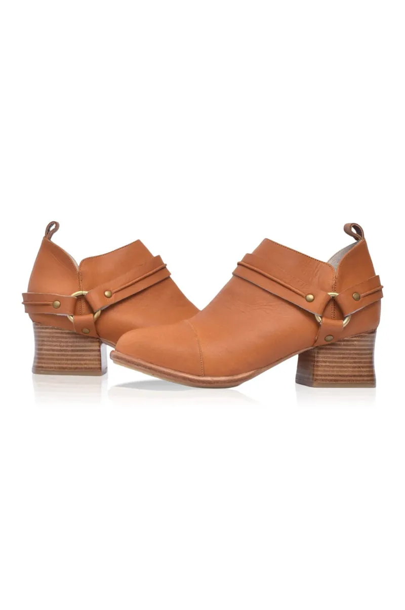 Dark Tan Dasha Low Ankle Booties