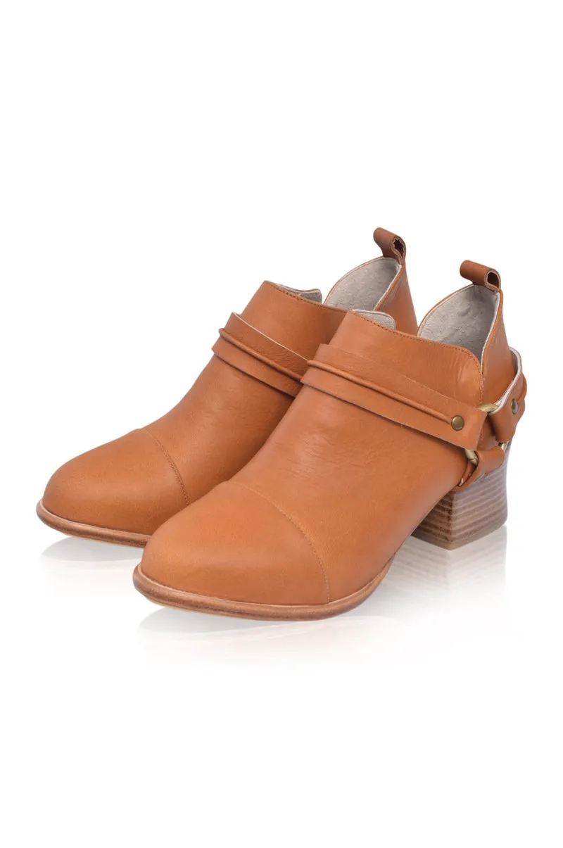 Dark Tan Dasha Low Ankle Booties