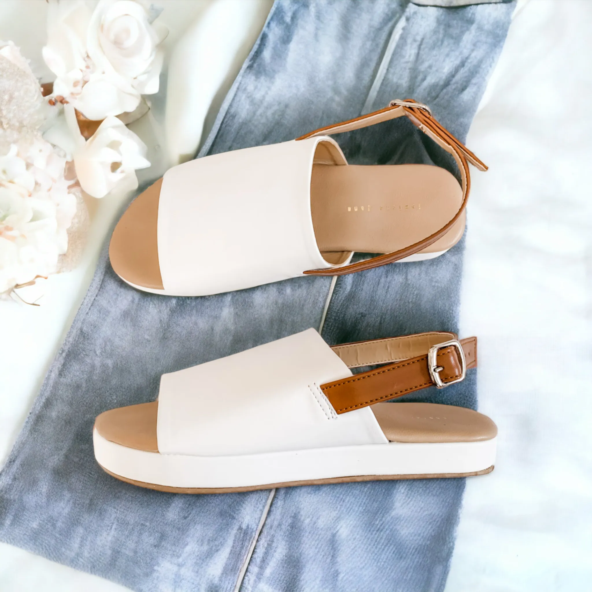 White Platform Sandals by DELILAH