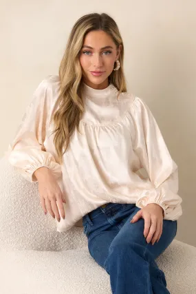 Deserving Praise Ivory Satin Top